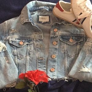 Ripped/Cropped Jean Jacket & Tommy Hilfiger Shoes